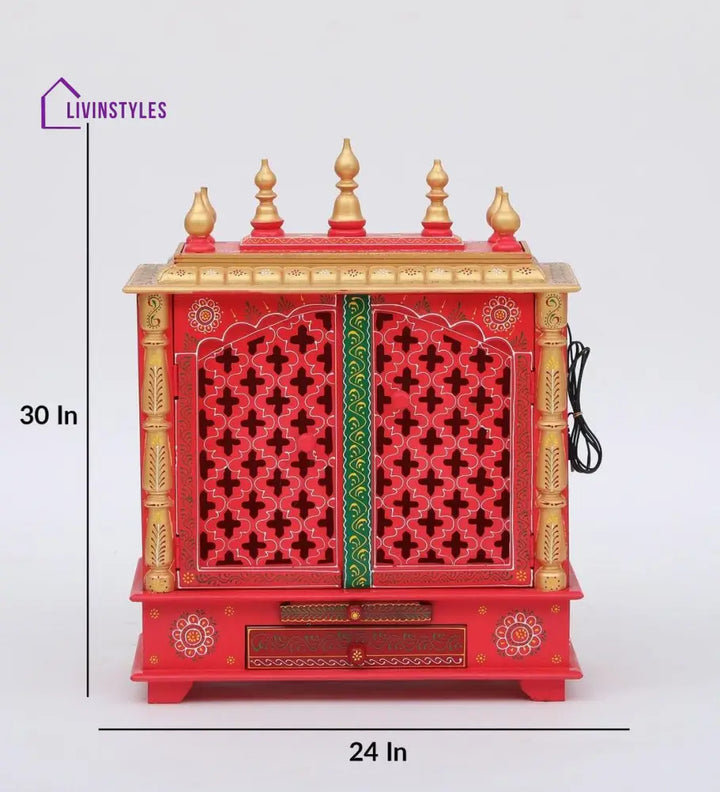 Multicolor Sheesham Wood & MDF Pooja Mandir With Door, - Ouch Cart 