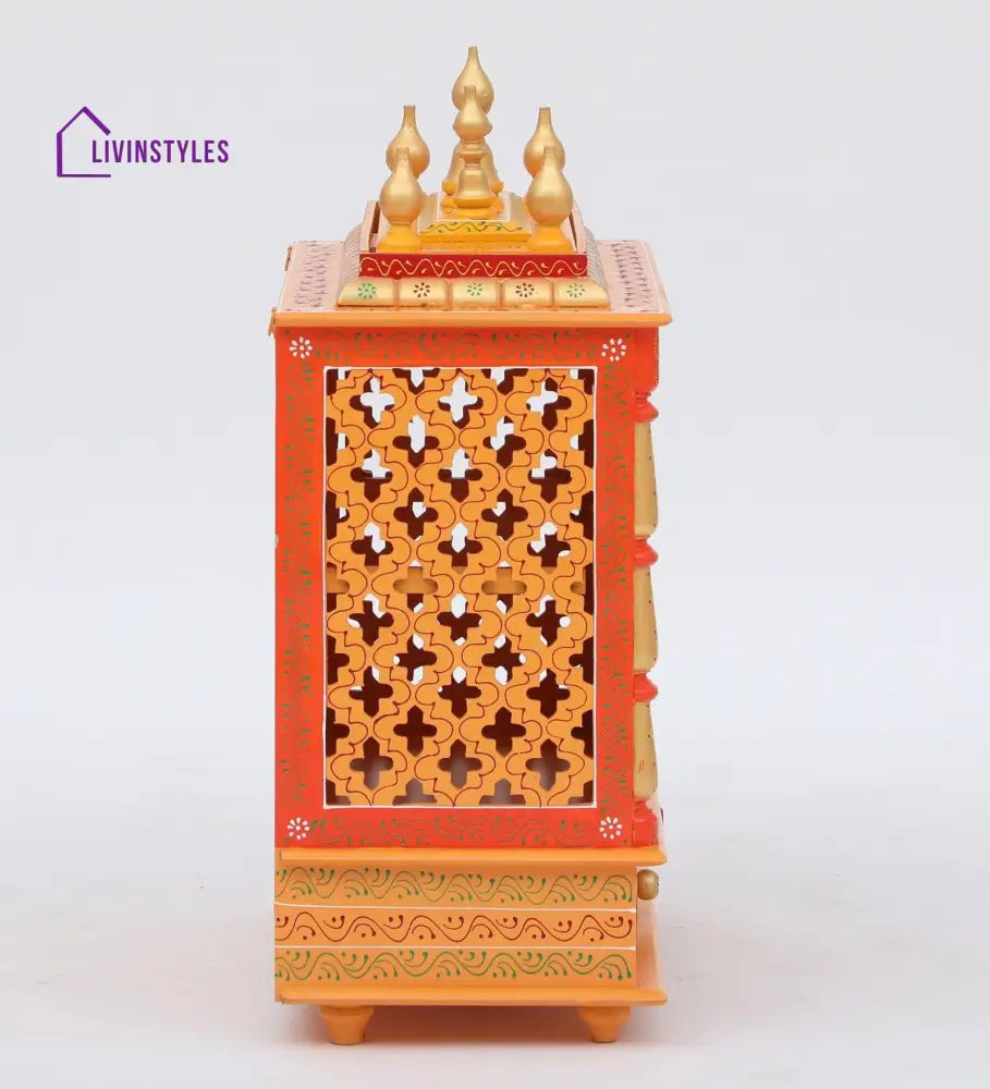 Multicolor Sheesham Wood & MDF Pooja Mandir With Door, - Ouch Cart 