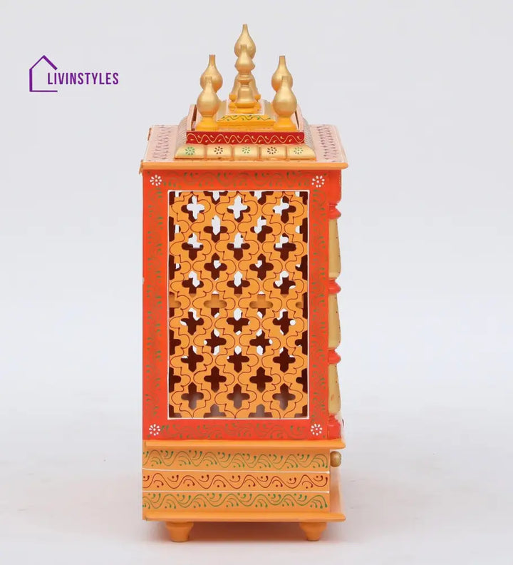 Multicolor Sheesham Wood & MDF Pooja Mandir With Door, - Ouch Cart 