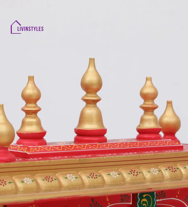Multicolor Sheesham Wood & MDF Pooja Mandir With Door, - Ouch Cart 