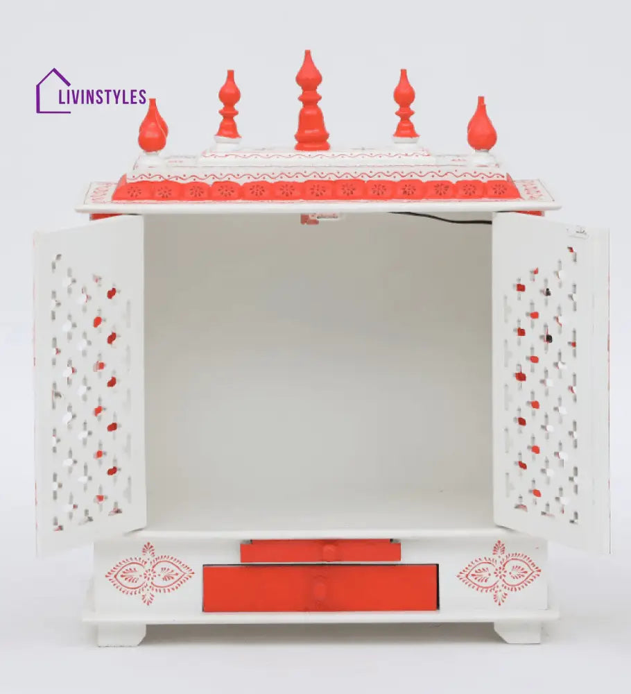Multicolor Sheesham Wood & MDF Pooja Mandir With Door, - Ouch Cart 