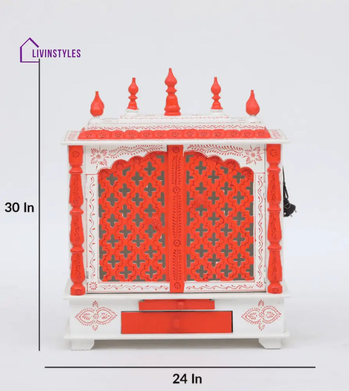 Multicolor Sheesham Wood & MDF Pooja Mandir With Door, - Ouch Cart 