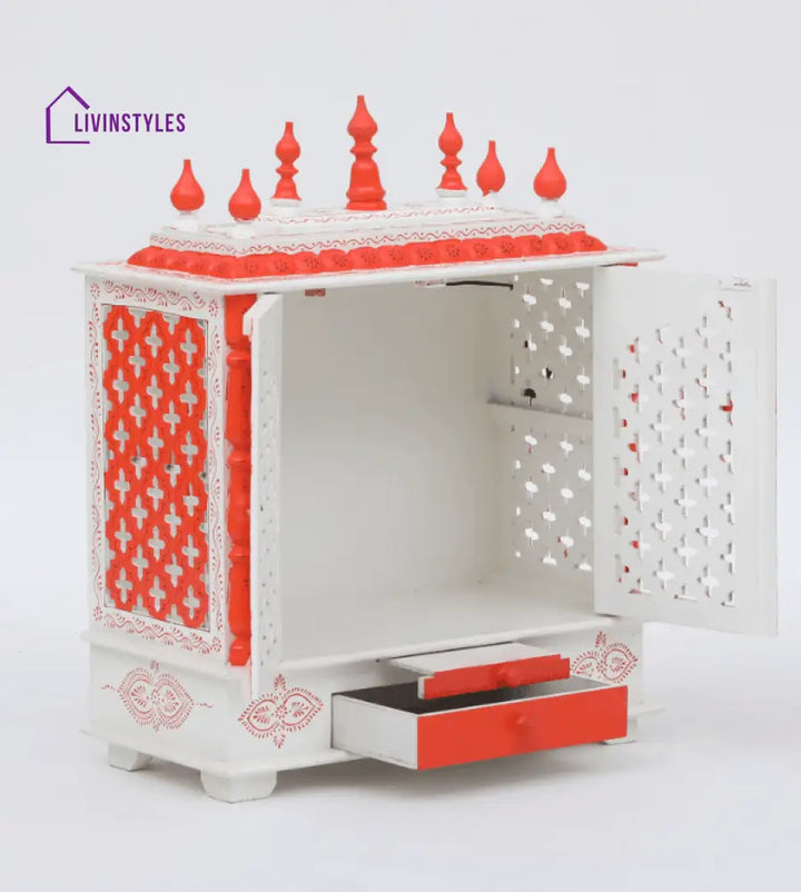 Multicolor Sheesham Wood & MDF Pooja Mandir With Door, - Ouch Cart 
