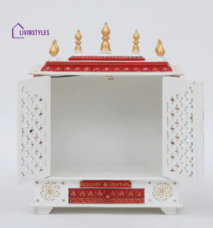Multicolor Sheesham Wood & MDF Pooja Mandir With Door, - Ouch Cart 