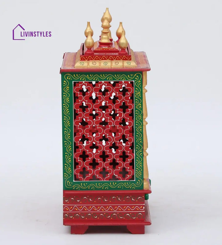Multicolor Sheesham Wood & MDF Pooja Mandir With Door, - Ouch Cart 