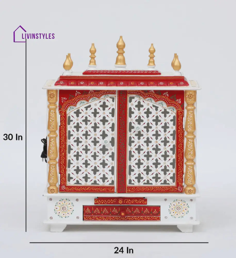 Multicolor Sheesham Wood & MDF Pooja Mandir With Door, - Ouch Cart 