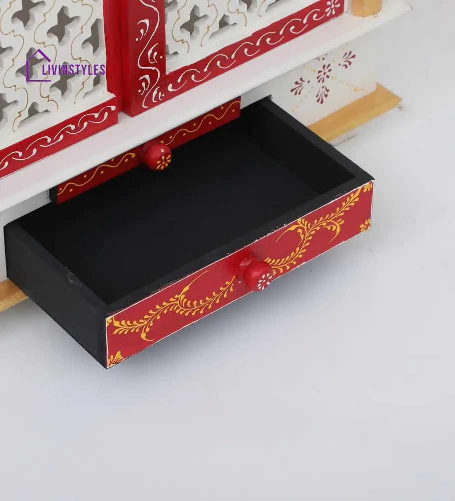Multicolor Sheesham Wood & MDF Pooja Mandir With Door, - Ouch Cart 