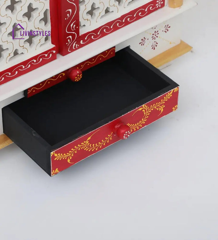Multicolor Sheesham Wood & MDF Pooja Mandir With Door, - Ouch Cart 
