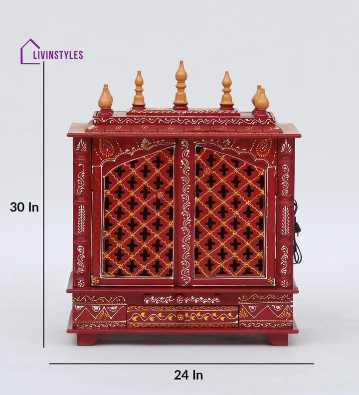 Multicolor Sheesham Wood & MDF Pooja Mandir With Door, - Ouch Cart 