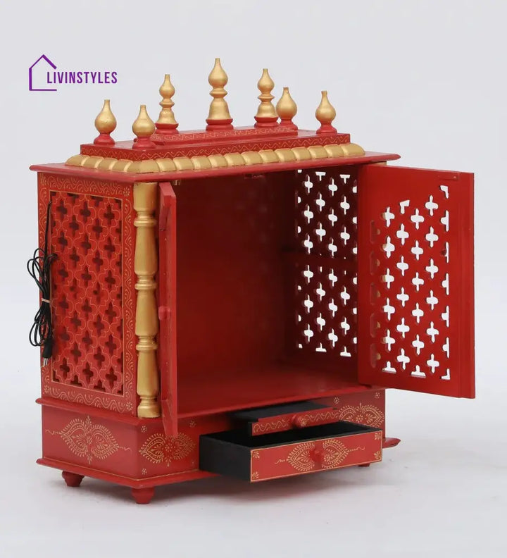 Multicolor Sheesham Wood & MDF Pooja Mandir With Door, - Ouch Cart 