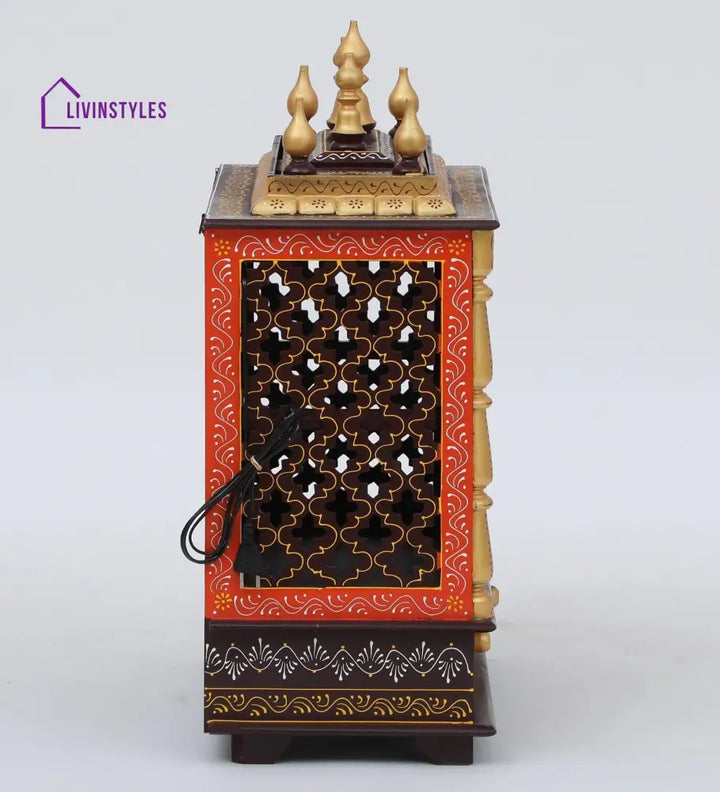 Multicolor Sheesham Wood & MDF Pooja Mandir With Door, - Ouch Cart 