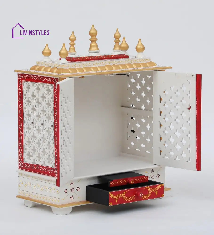 Multicolor Sheesham Wood & MDF Pooja Mandir With Door, - Ouch Cart 