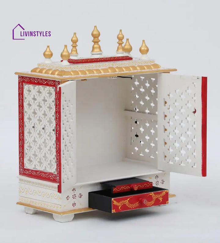 Multicolor Sheesham Wood & MDF Pooja Mandir With Door, - Ouch Cart 