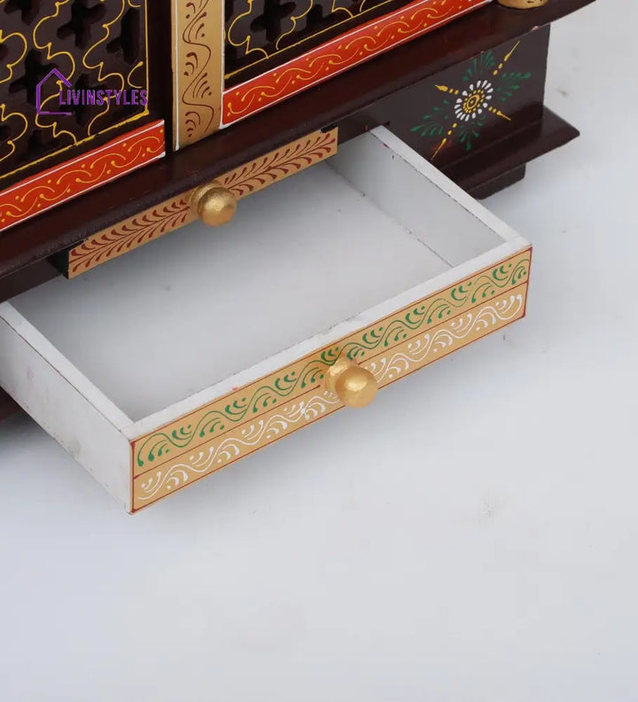 Multicolor Sheesham Wood & MDF Pooja Mandir With Door, - Ouch Cart 