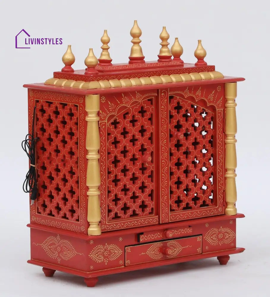 Multicolor Sheesham Wood & MDF Pooja Mandir With Door, - Ouch Cart 