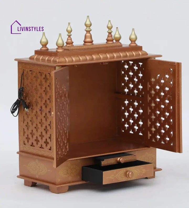 Multicolor Sheesham Wood & MDF Pooja Mandir With Door, - Ouch Cart 
