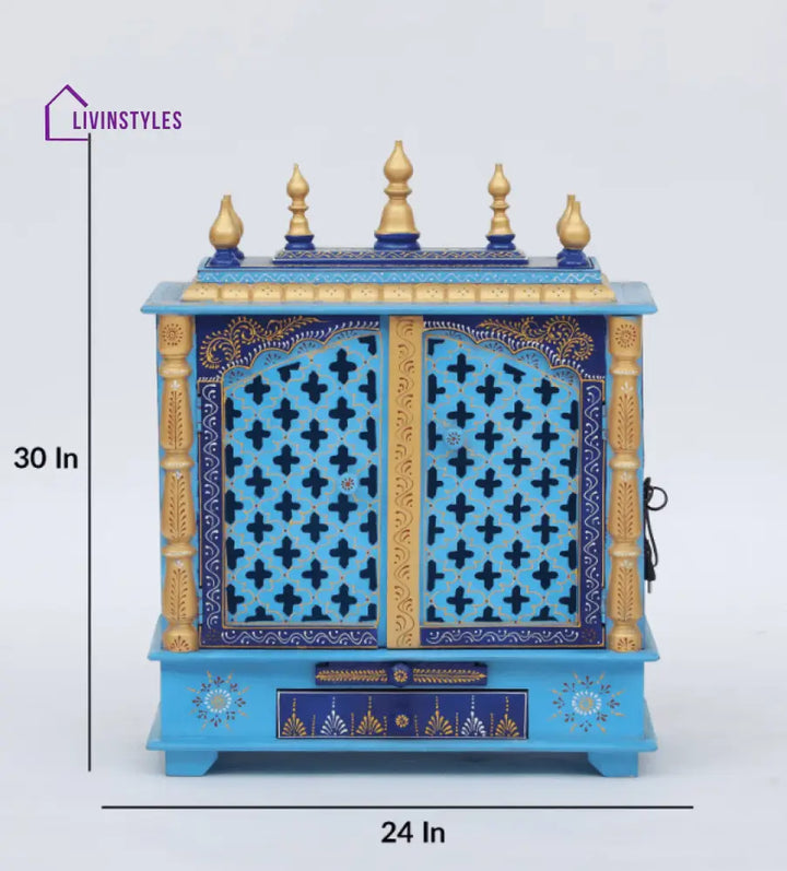 Multicolor Sheesham Wood & MDF Pooja Mandir With Door, - Ouch Cart 