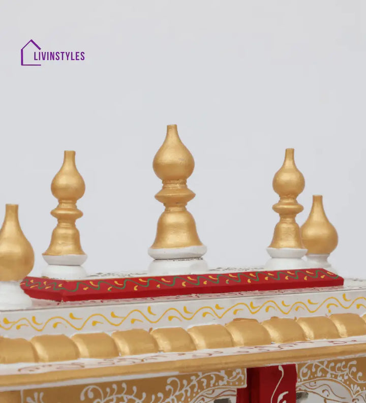 Multicolor Sheesham Wood & MDF Pooja Mandir With Door, - Ouch Cart 