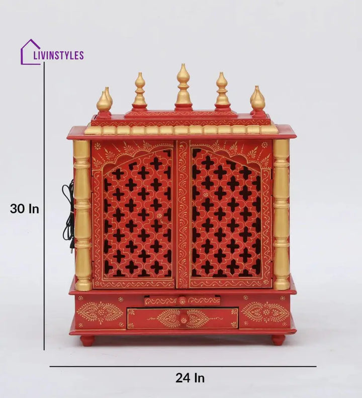 Multicolor Sheesham Wood & MDF Pooja Mandir With Door, - Ouch Cart 