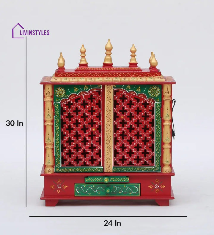 Multicolor Sheesham Wood & MDF Pooja Mandir With Door, - Ouch Cart 