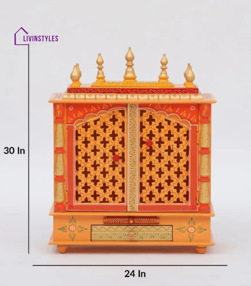 Multicolor Sheesham Wood & MDF Pooja Mandir With Door, - Ouch Cart 