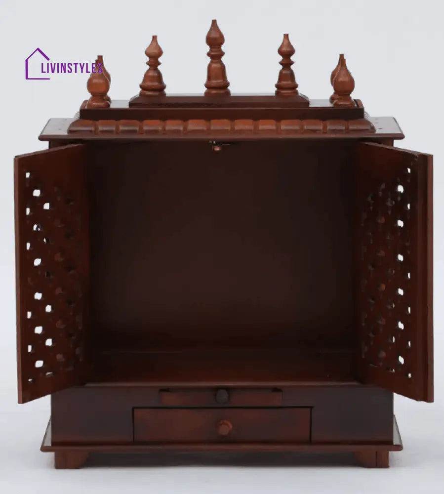 Multicolor Sheesham Wood & MDF Pooja Mandir With Door, - Ouch Cart 