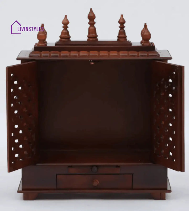 Multicolor Sheesham Wood & MDF Pooja Mandir With Door, - Ouch Cart 