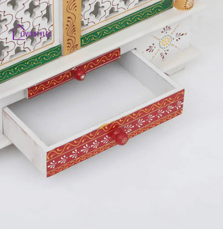 Multicolor Sheesham Wood & MDF Pooja Mandir With Door, - Ouch Cart 