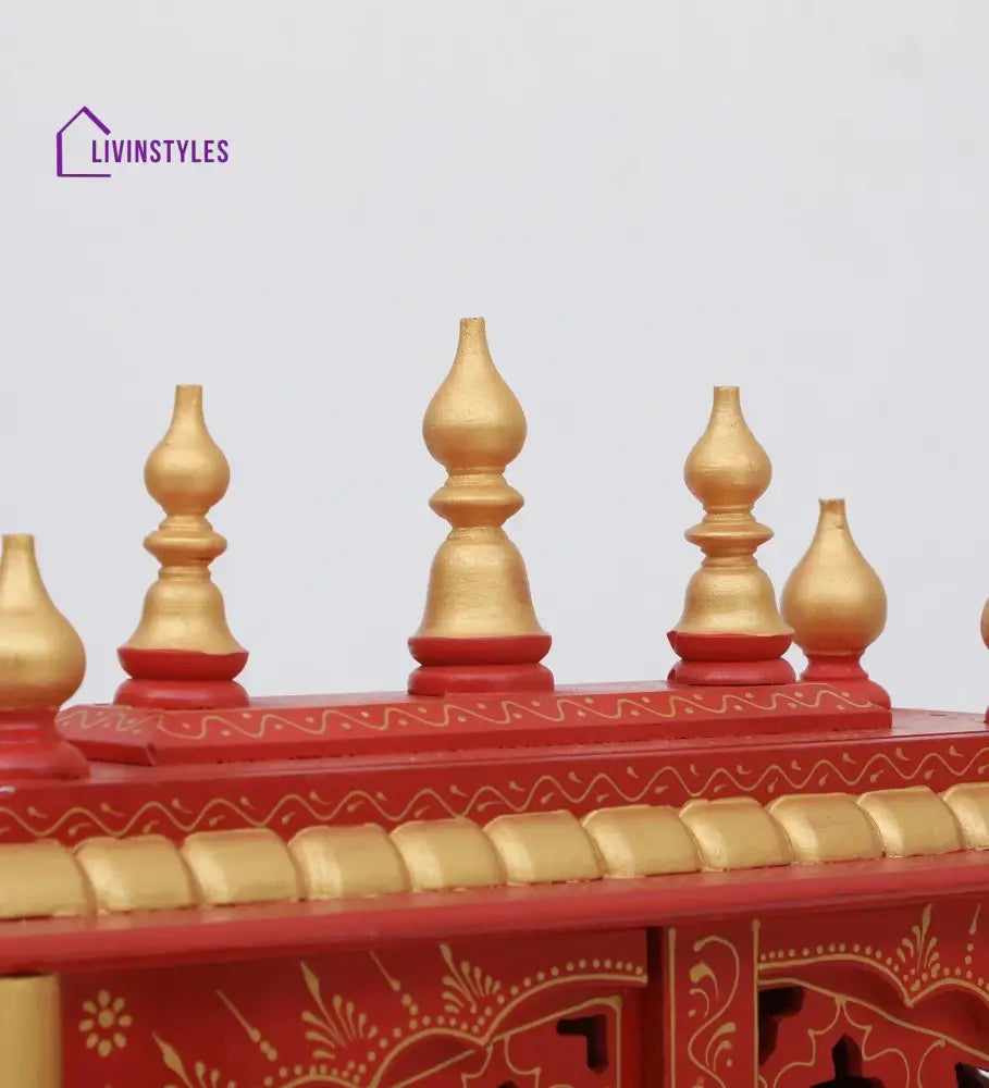 Multicolor Sheesham Wood & MDF Pooja Mandir With Door, - Ouch Cart 