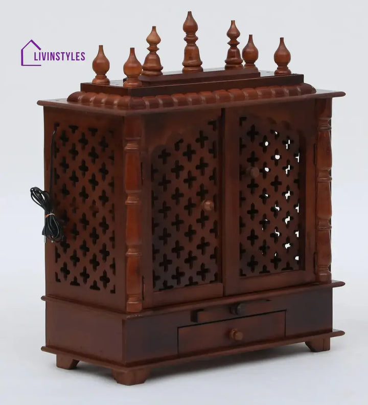 Multicolor Sheesham Wood & MDF Pooja Mandir With Door, - Ouch Cart 