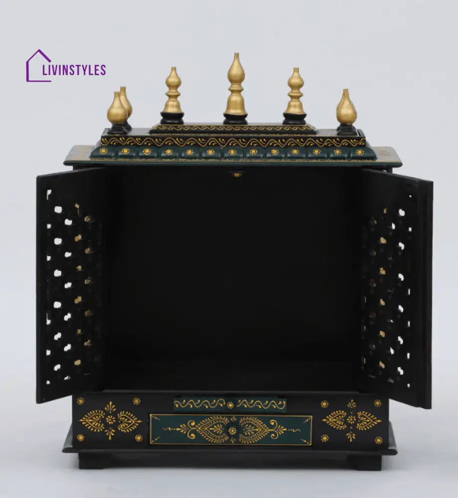 Multicolor Sheesham Wood & MDF Pooja Mandir With Door, - Ouch Cart 