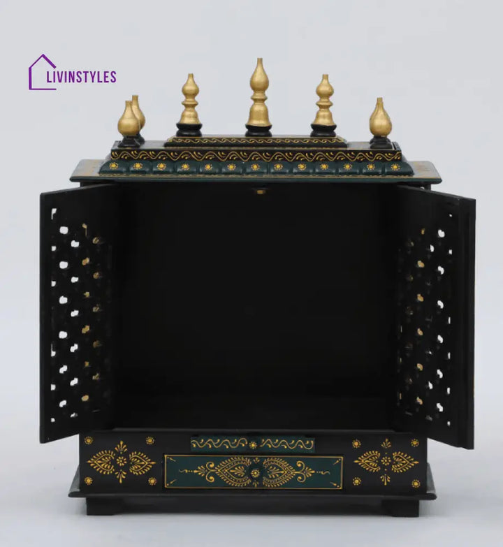 Multicolor Sheesham Wood & MDF Pooja Mandir With Door, - Ouch Cart 