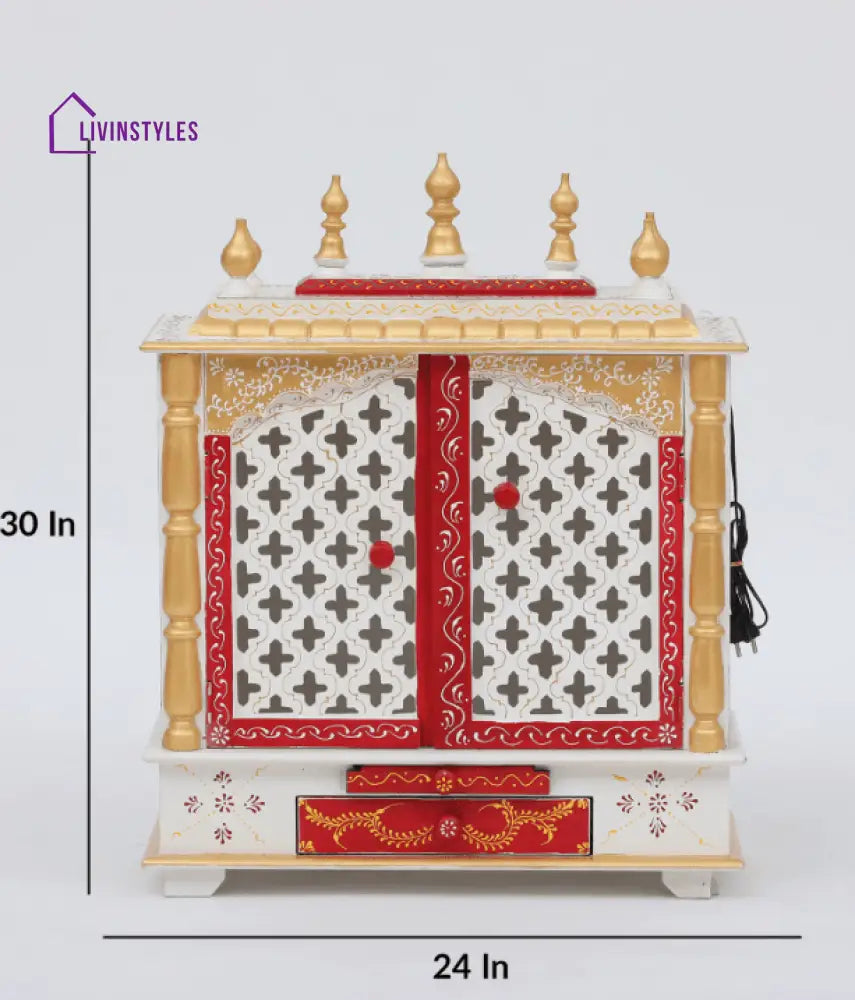 Multicolor Sheesham Wood & MDF Pooja Mandir With Door, - Ouch Cart 