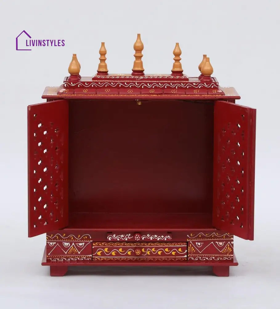 Multicolor Sheesham Wood & MDF Pooja Mandir With Door, - Ouch Cart 