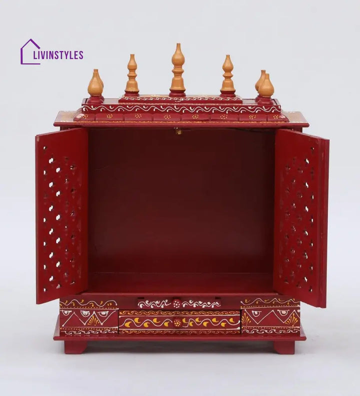 Multicolor Sheesham Wood & MDF Pooja Mandir With Door, - Ouch Cart 