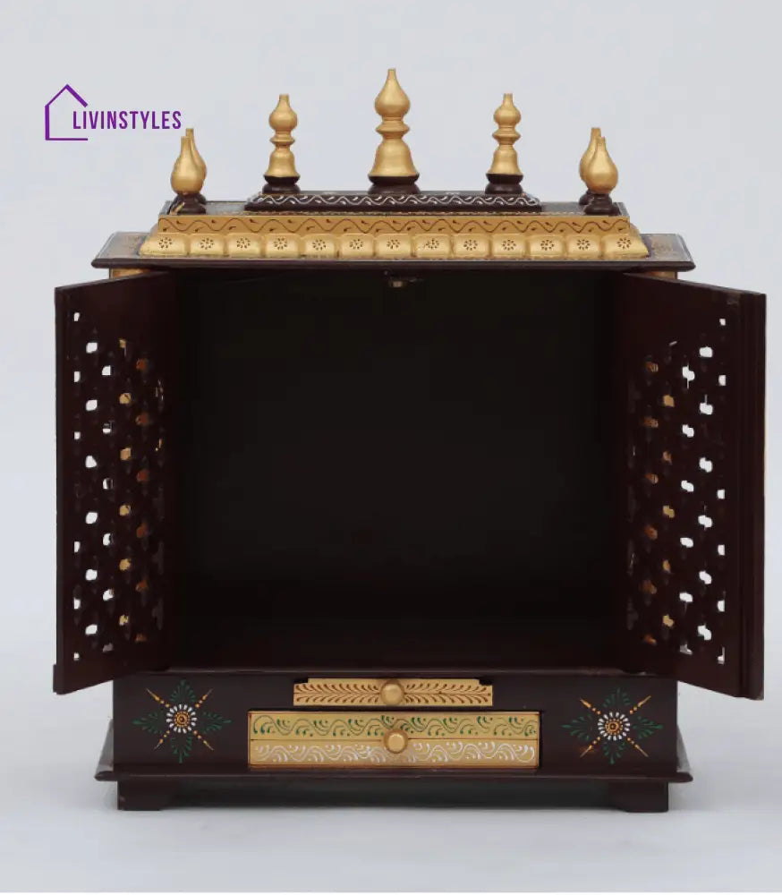 Multicolor Sheesham Wood & MDF Pooja Mandir With Door, - Ouch Cart 