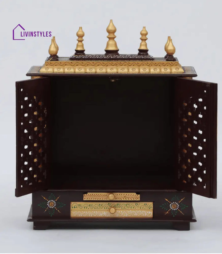 Multicolor Sheesham Wood & MDF Pooja Mandir With Door, - Ouch Cart 