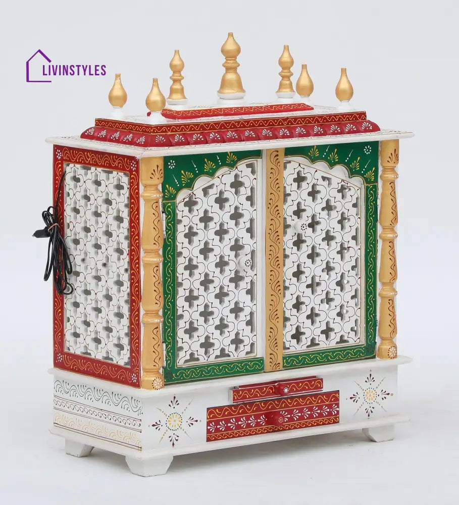 Multicolor Sheesham Wood & MDF Pooja Mandir With Door, - Ouch Cart 