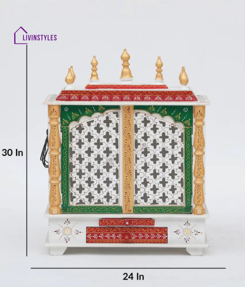 Multicolor Sheesham Wood & MDF Pooja Mandir With Door, - Ouch Cart 