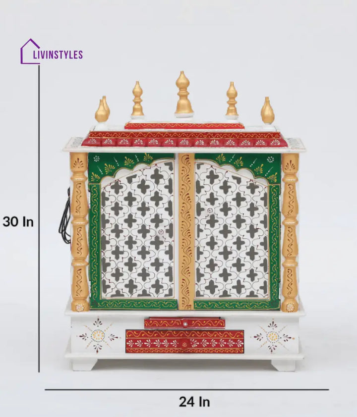 Multicolor Sheesham Wood & MDF Pooja Mandir With Door, - Ouch Cart 