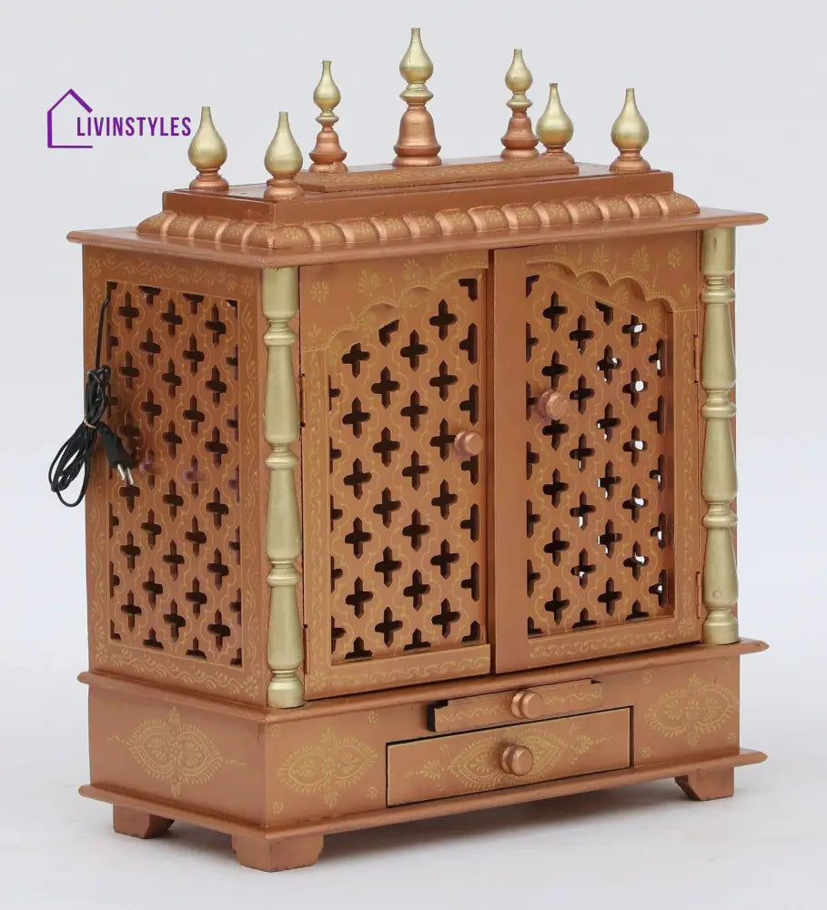 Multicolor Sheesham Wood & MDF Pooja Mandir With Door, - Ouch Cart 