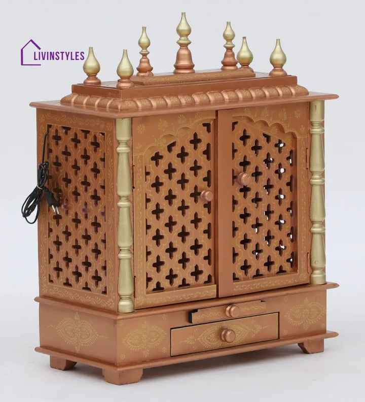 Multicolor Sheesham Wood & MDF Pooja Mandir With Door, - Ouch Cart 