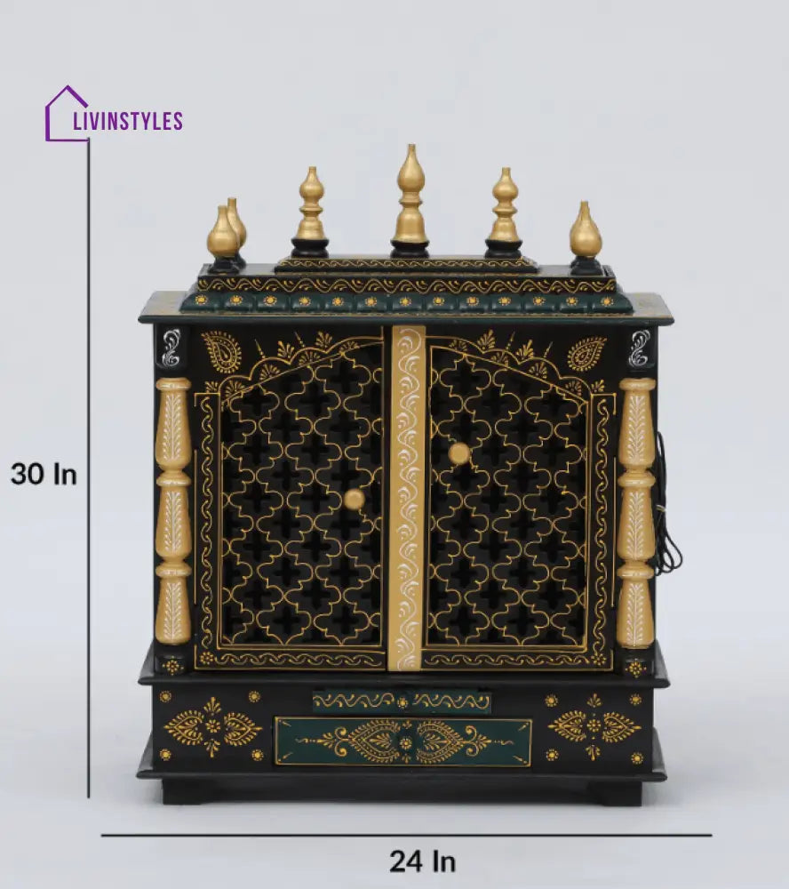 Multicolor Sheesham Wood & MDF Pooja Mandir With Door, - Ouch Cart 