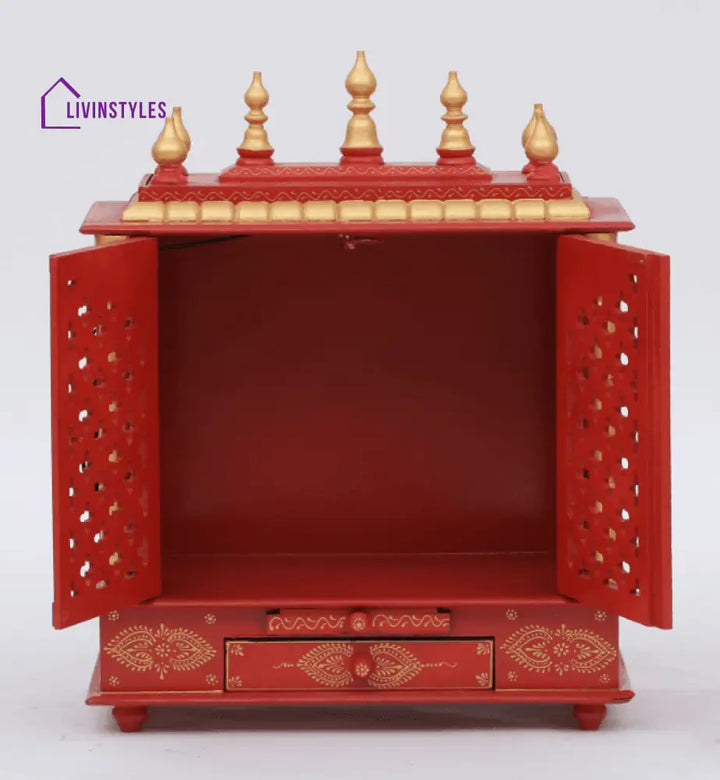 Multicolor Sheesham Wood & MDF Pooja Mandir With Door, - Ouch Cart 