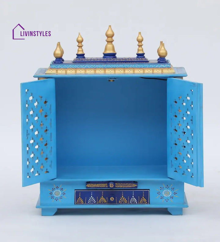 Multicolor Sheesham Wood & MDF Pooja Mandir With Door, - Ouch Cart 