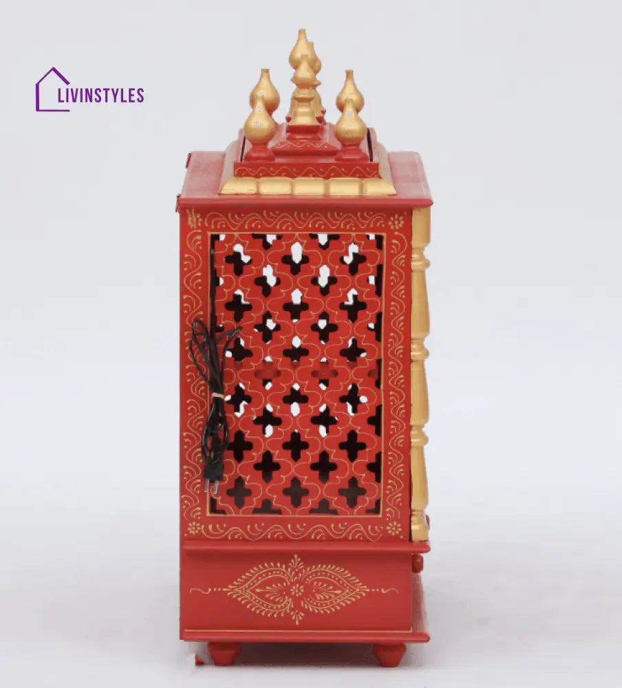 Multicolor Sheesham Wood & MDF Pooja Mandir With Door, - Ouch Cart 