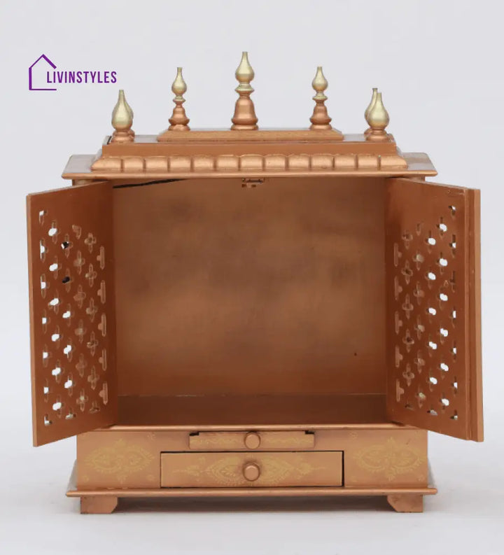Multicolor Sheesham Wood & MDF Pooja Mandir With Door, - Ouch Cart 