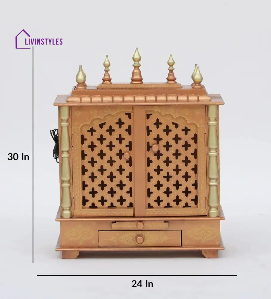 Multicolor Sheesham Wood & MDF Pooja Mandir With Door, - Ouch Cart 