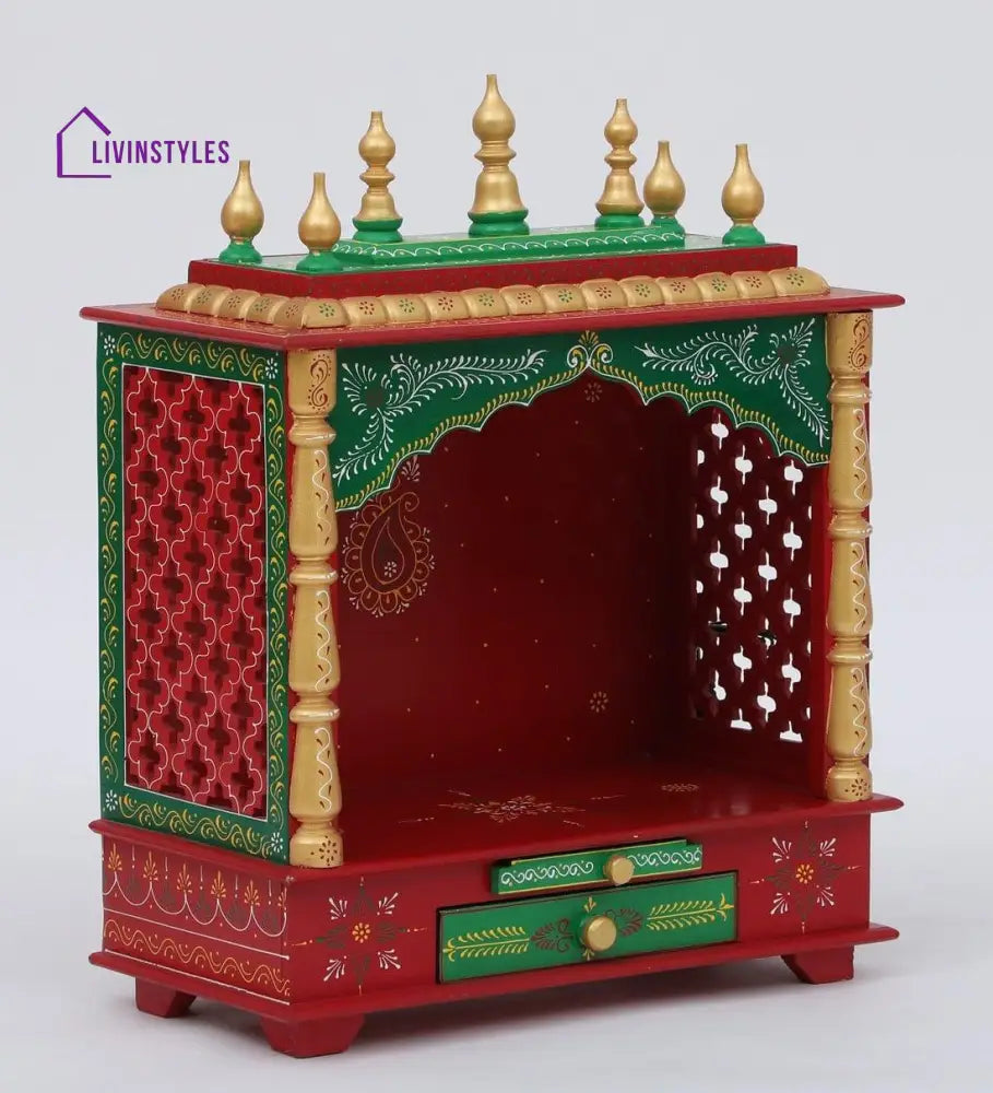 Multicolor Sheesham Wood & MDF Pooja Mandir Without Door, - Ouch Cart 