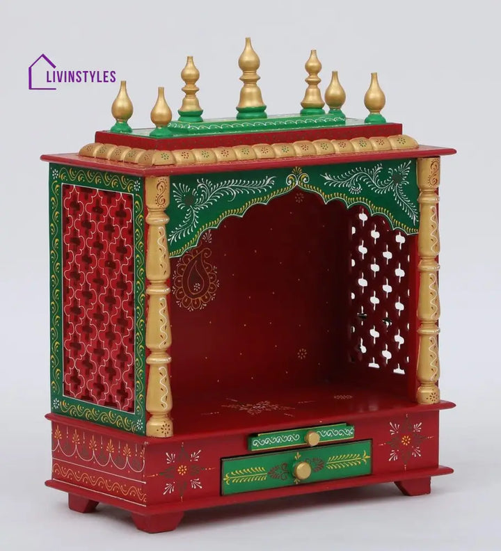 Multicolor Sheesham Wood & MDF Pooja Mandir Without Door, - Ouch Cart 